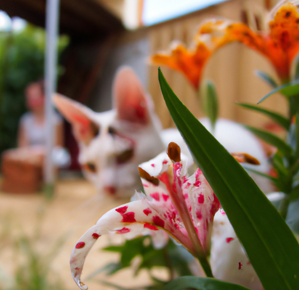 Wood Lily with a cat in the background