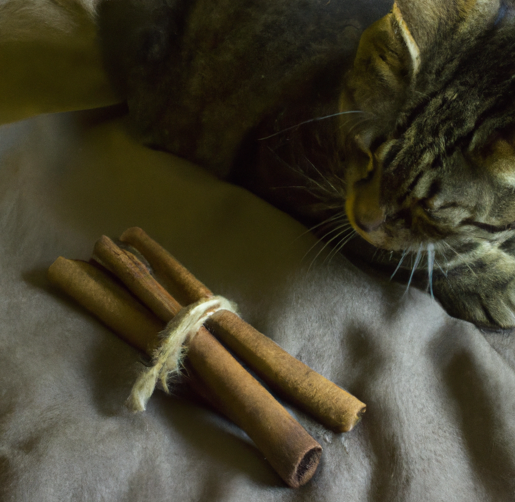 cat laying near cinnamon