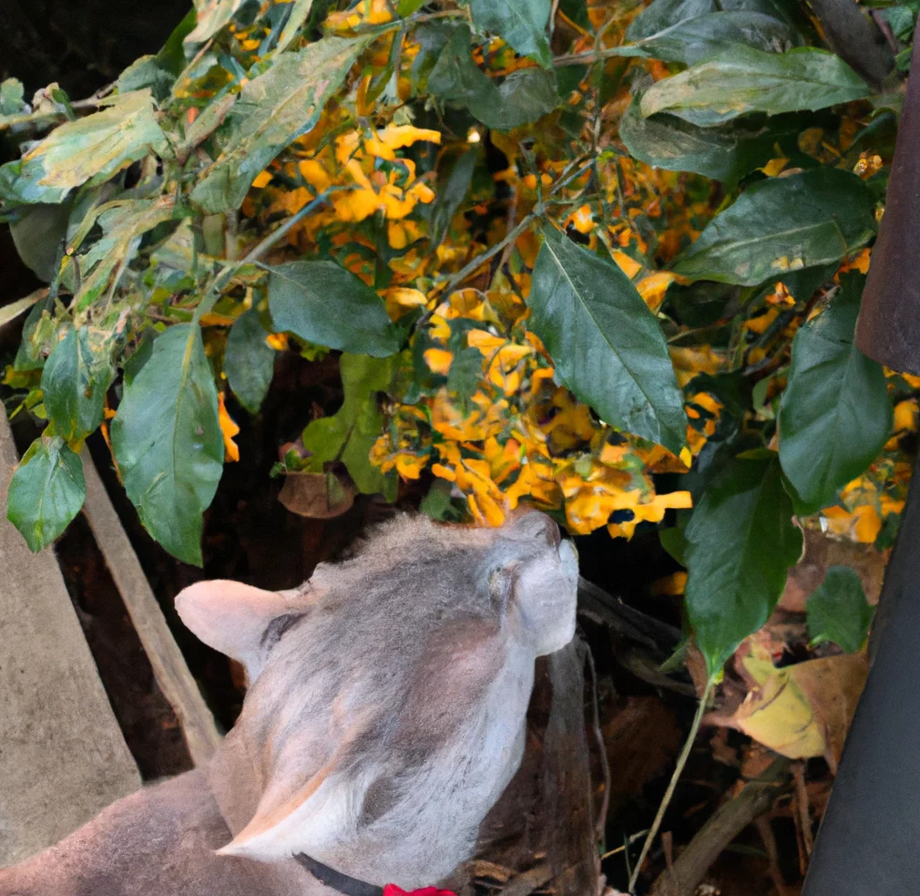 American Bittersweet with a cat trying to sniff it