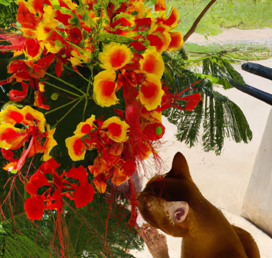 Barbados Pride with a cat trying to sniff it