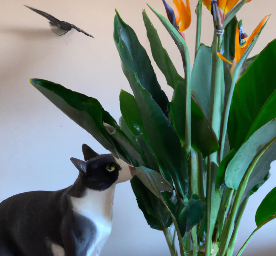 Bird’s Tongue Flower with a cat trying to sniff it