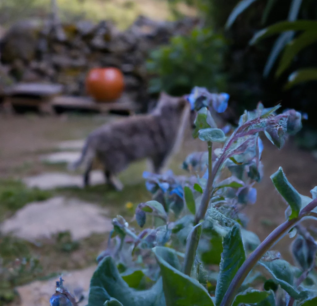 Borage Plant with a cat in the background