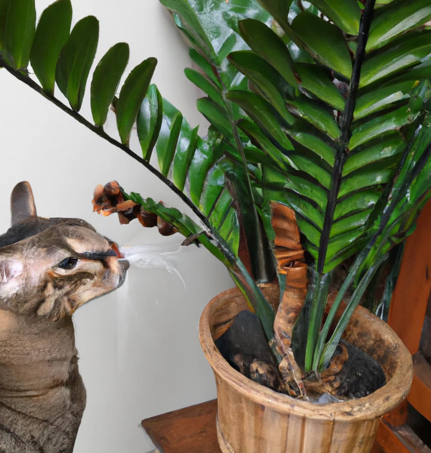 Cardboard Palm and a cat nearby