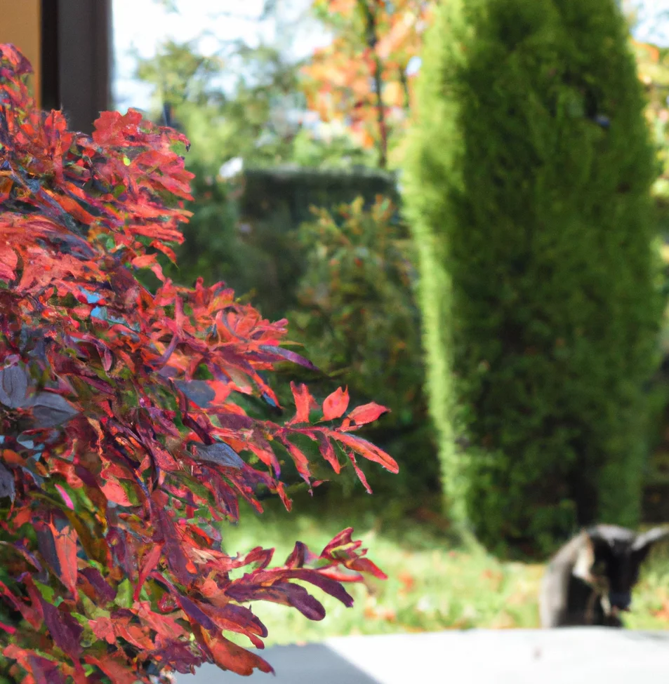 Spindle Tree with a cat in the background