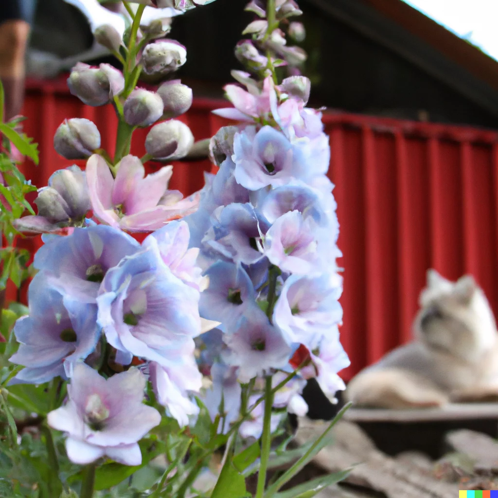 Cat and Larkspur nearby