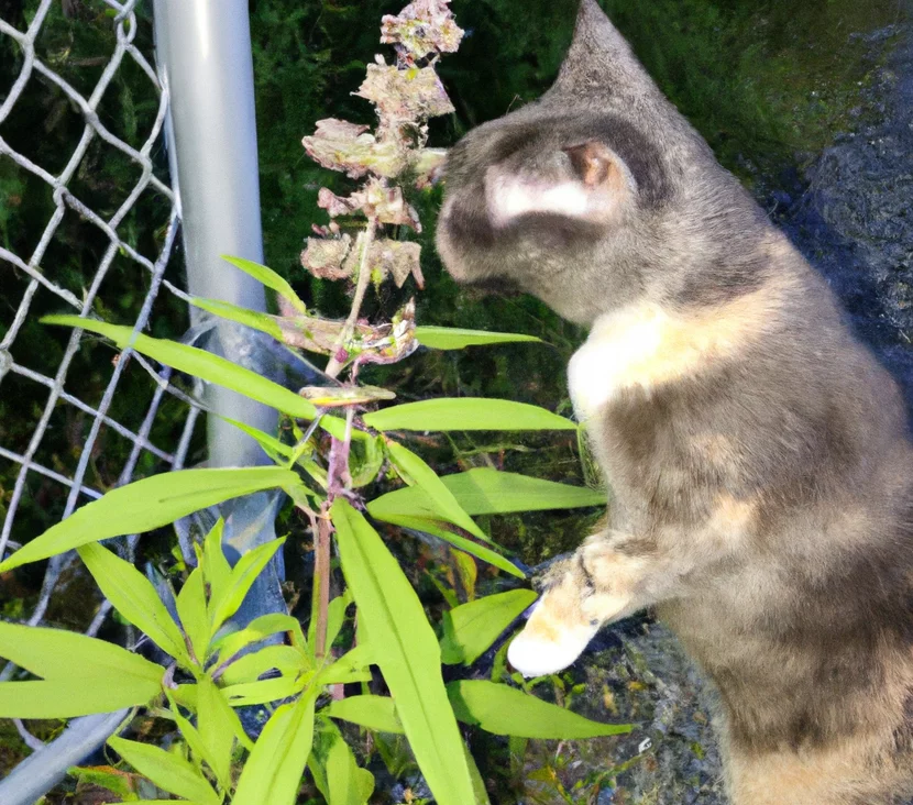 Dogbane Hemp with a cute cat trying to sniff it
