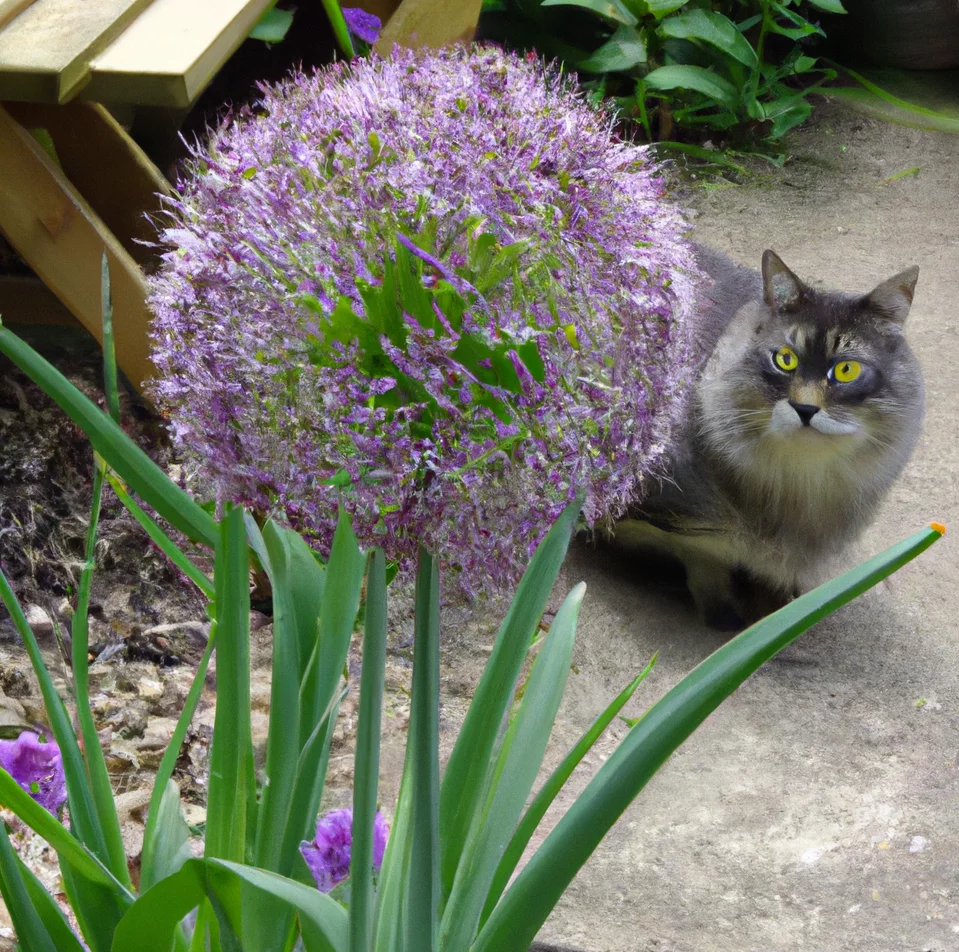 Elephant Garlic with a cat