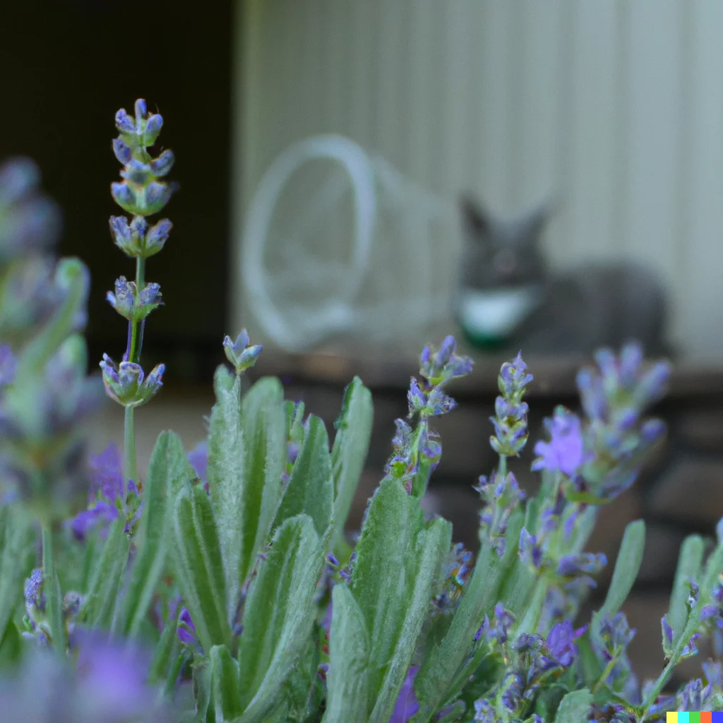Lavender and a cat nearby