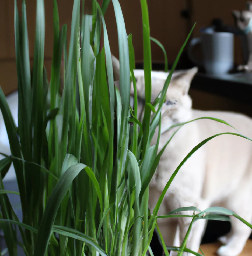 Lemongrass with a cat in the background