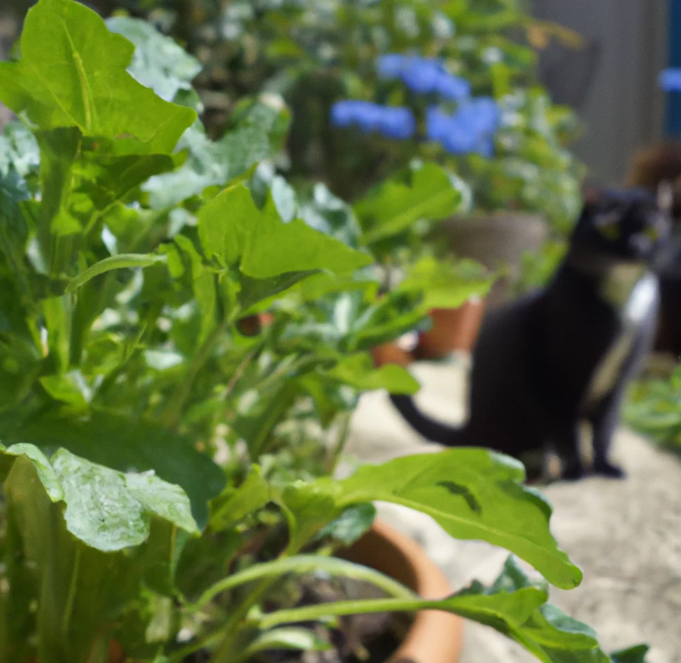 Lovage with a cat in the background