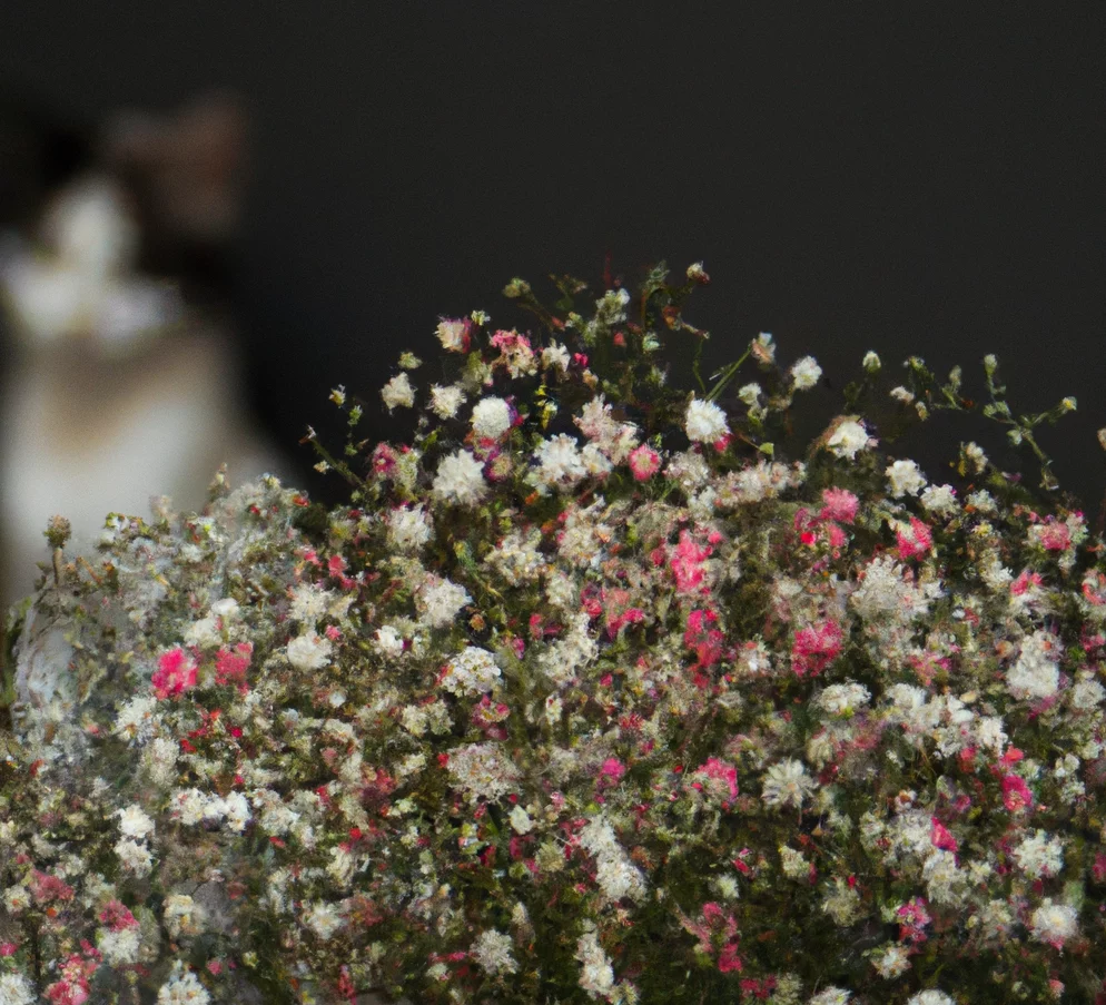 Maiden’s Breath with a cat in the background