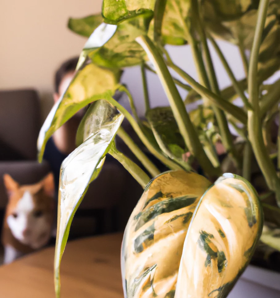 Marble Queen with a cat in the background