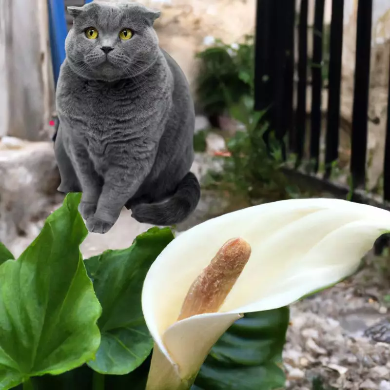 Cat sits near Solomon’s Lily