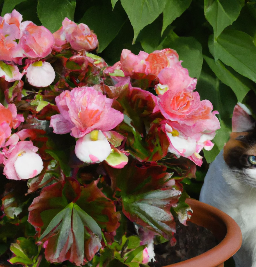 Pink Pearl Begonia and a cat