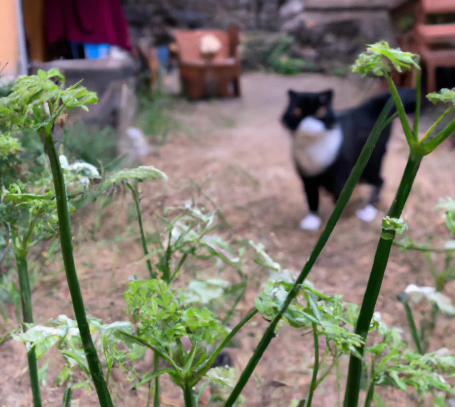 Poison Hemlock with a cat in the background
