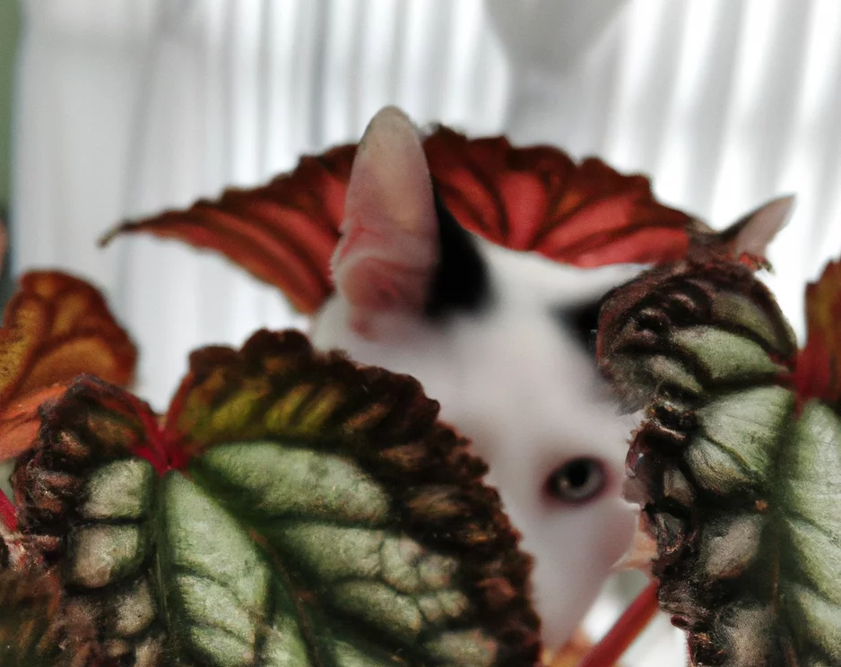 Rex Begonia with a cat in the background
