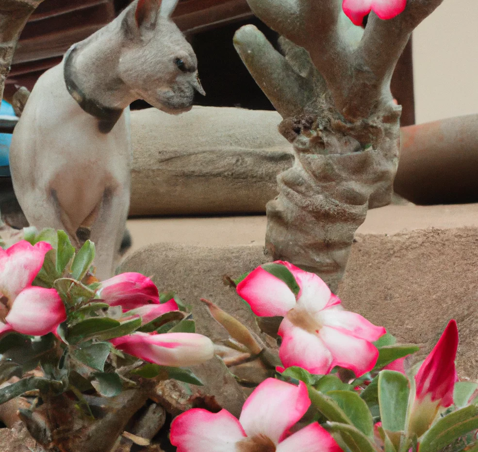 Sabi Star with a grey cat in the background