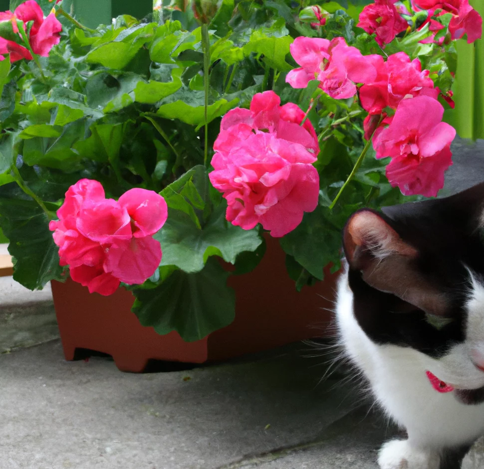 Scented Geranium with a cat nearby
