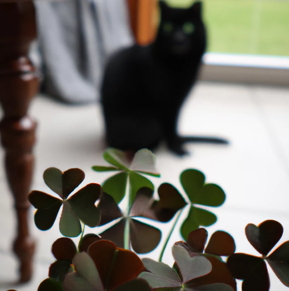 Shamrock Plant with a cat in the background