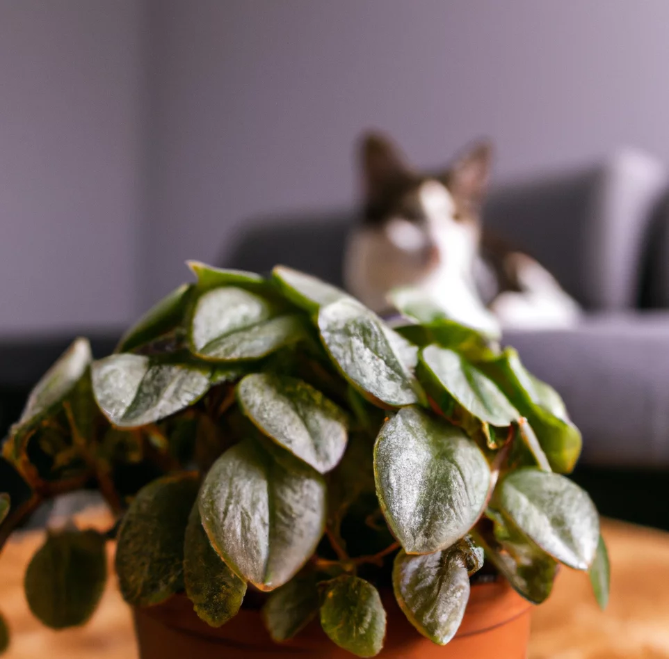 American Rubber Plant and a cat nearby