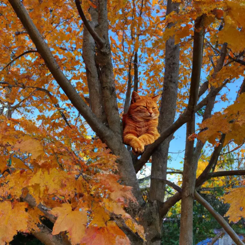 Amur Maple tree with a cat on it