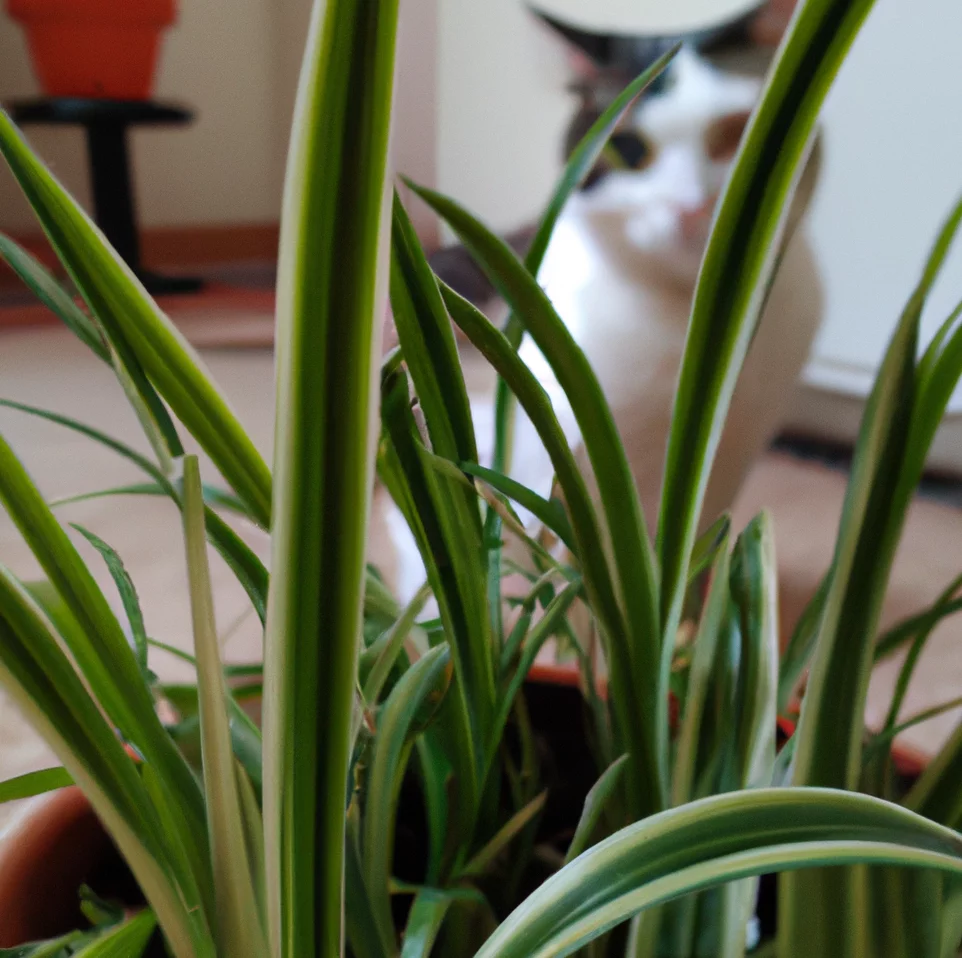 Anthericum Comosum with a cat in the background