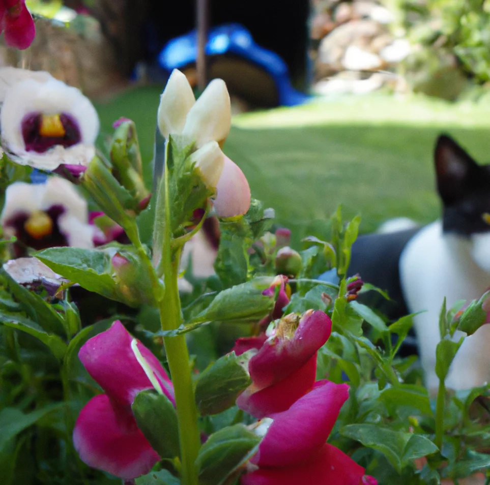 Antirrhinum Multiflorum with a cat