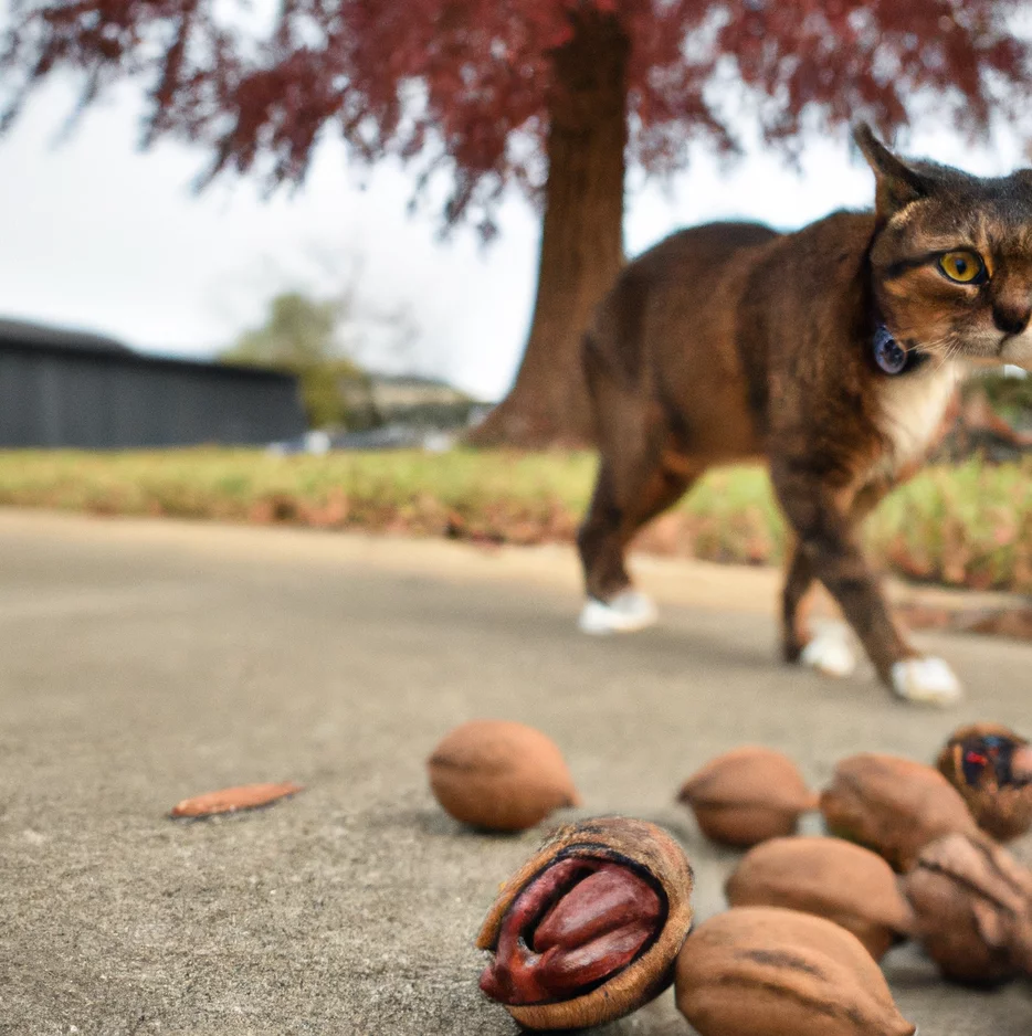 Bitter Pecan with a curious cat walking nearby