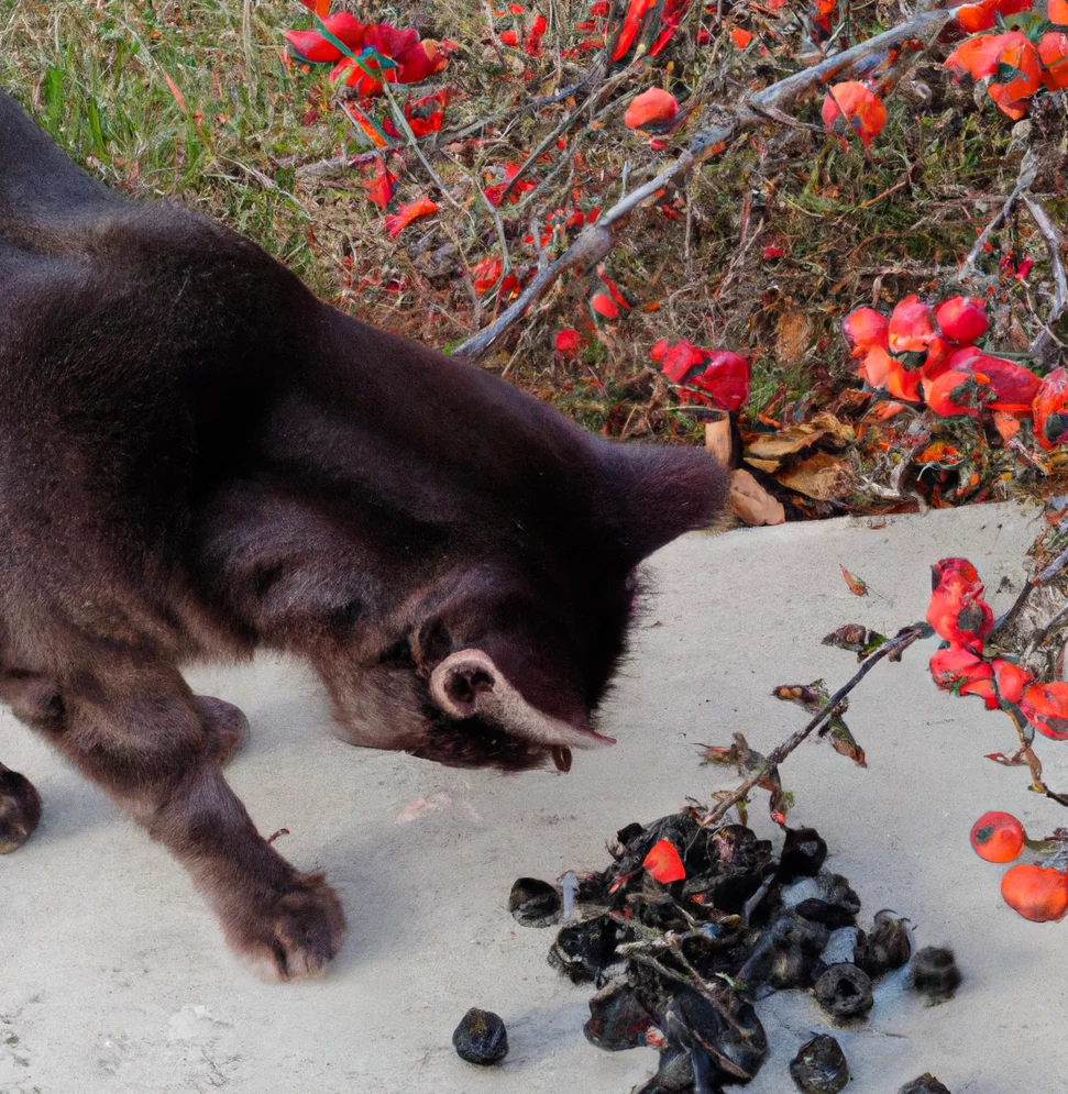 Black Hawthorn with a cat trying to sniff them