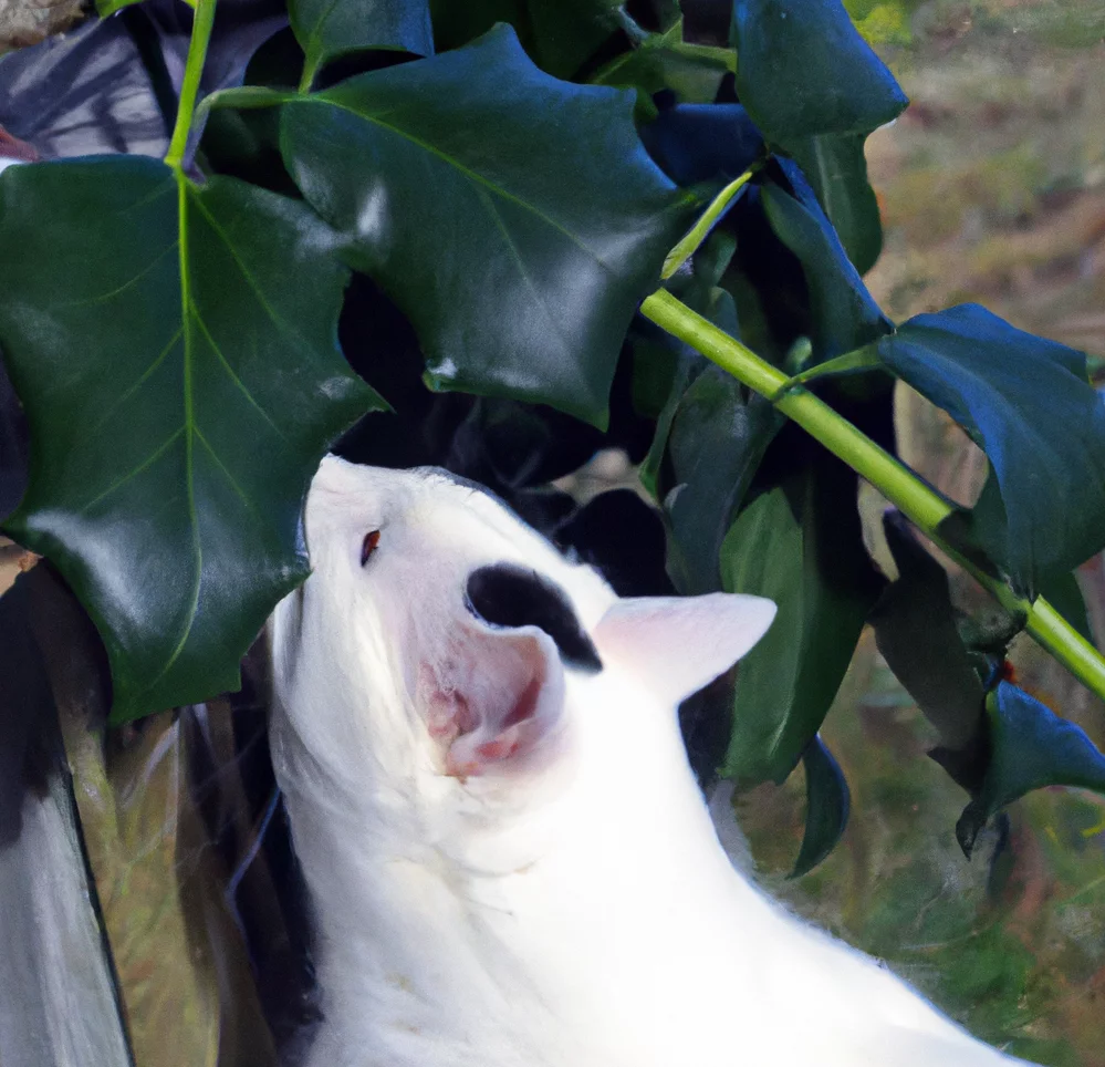 Bristly Greenbrier with a cat trying to sniff it