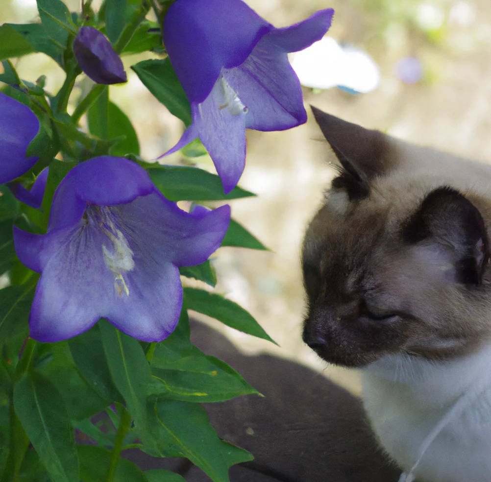 Canterbury-bell with a cat nearby