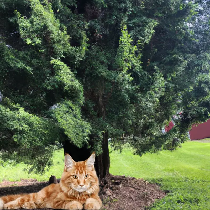 Carolina Hemlock with a cat nearby