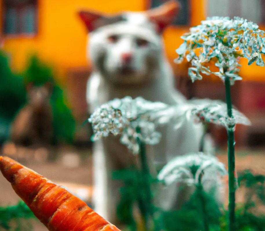 Carrot Flower with a cat in the background