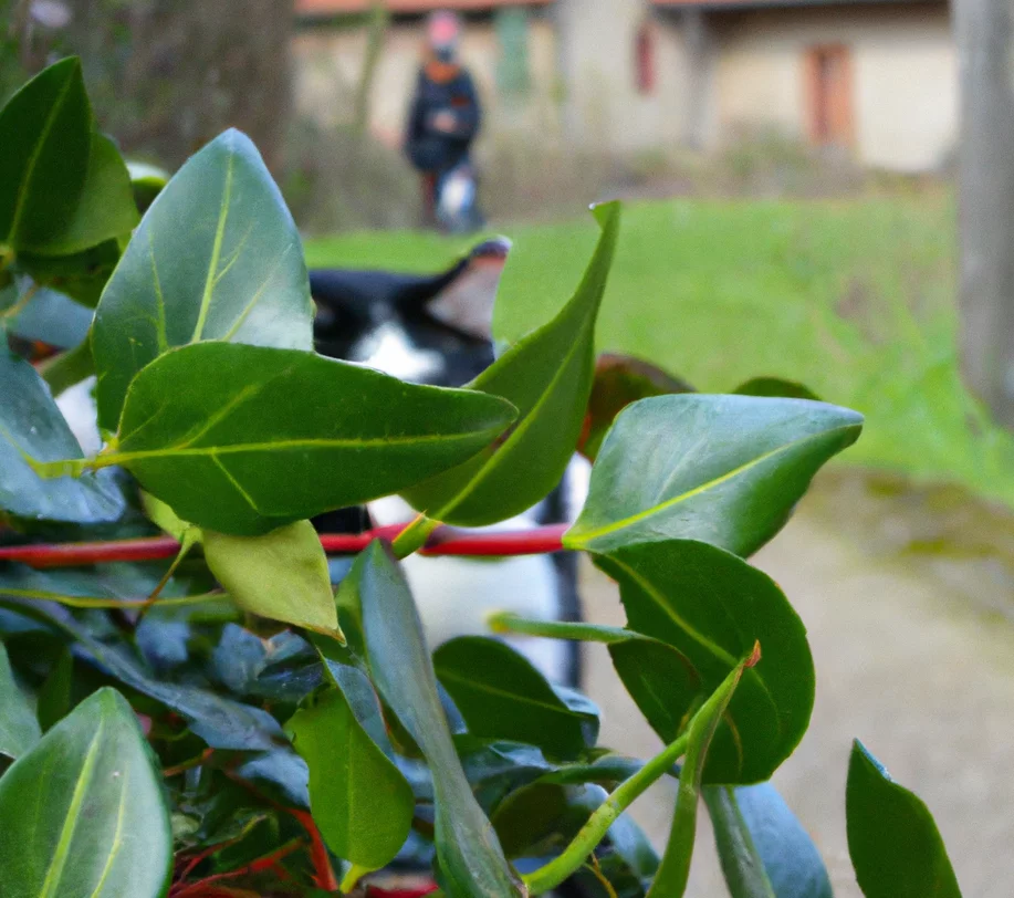 Cat looks at Bamboo Vine