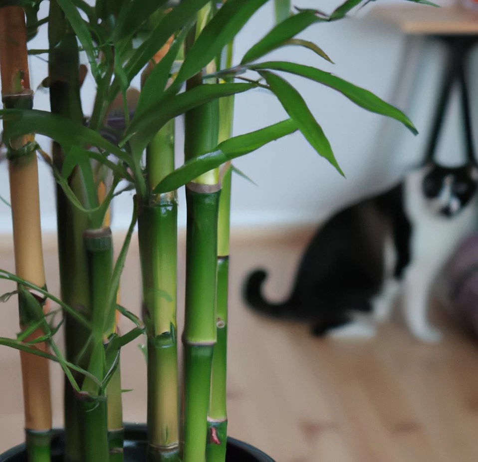 Cat looks at Bamboo