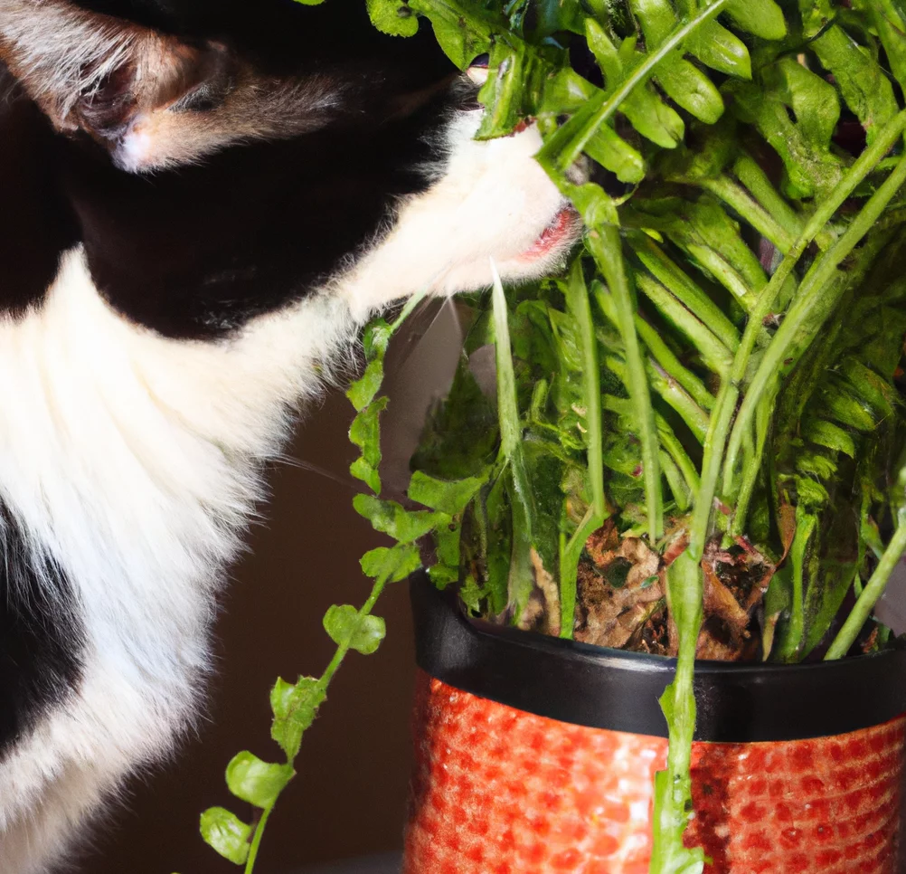 Cat looks at Bold Sword Fern