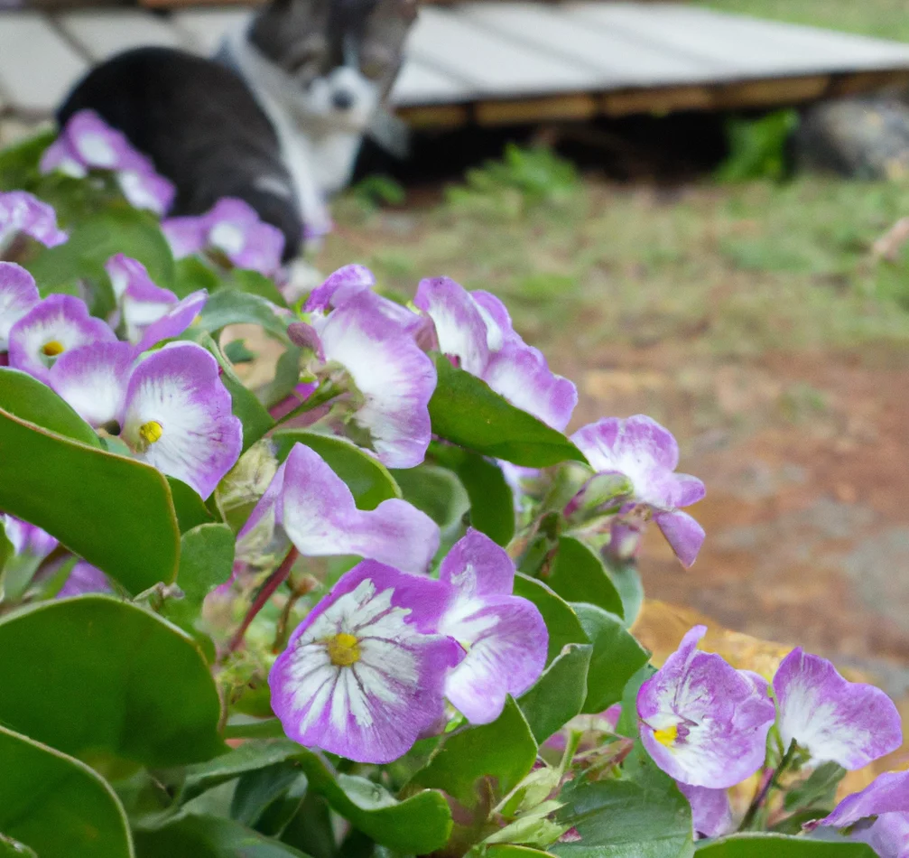 Cat looks at Cape Primrose