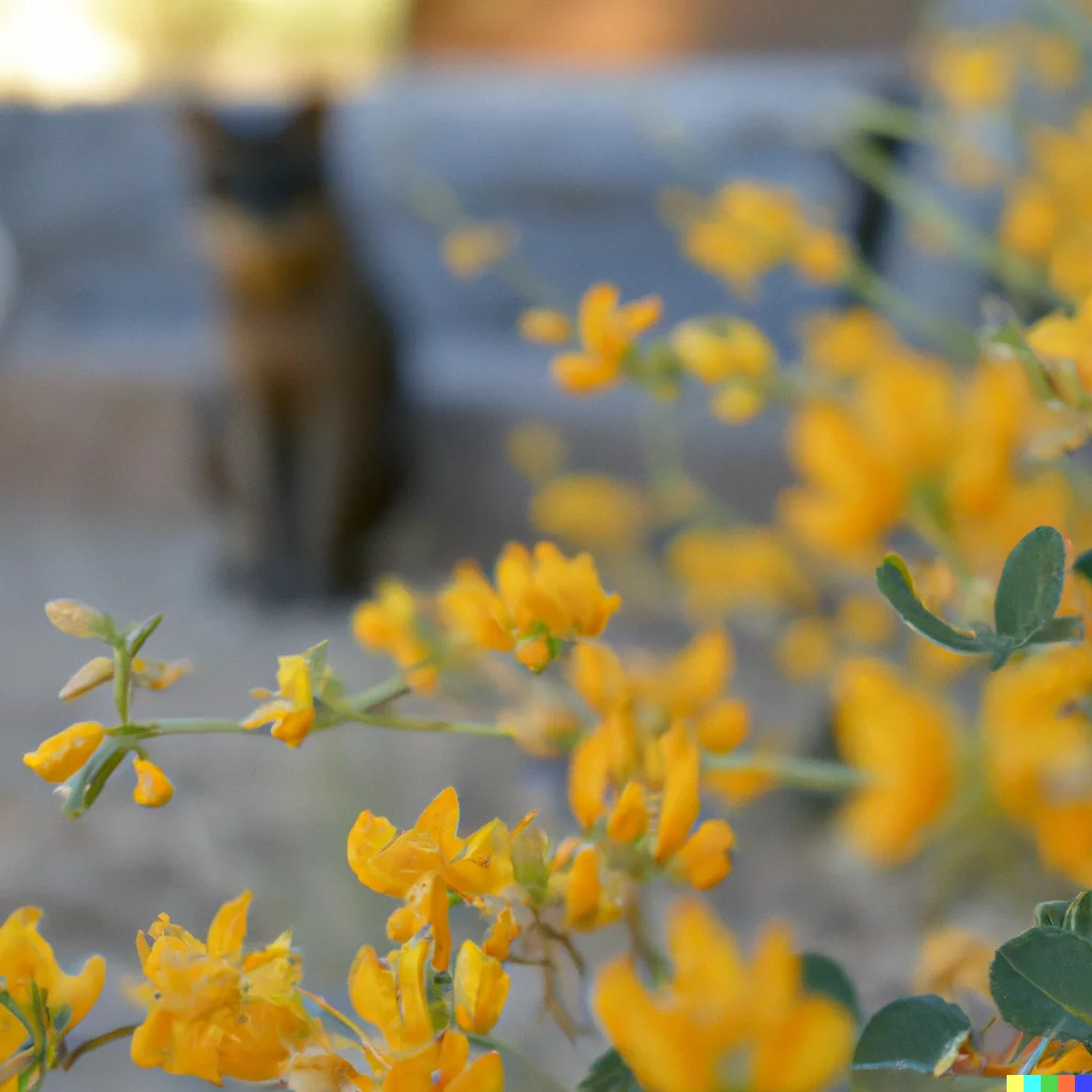 Cat looks at Chaparral from the distance