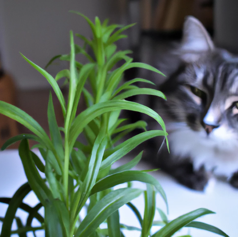 Cat sits near Tarragon