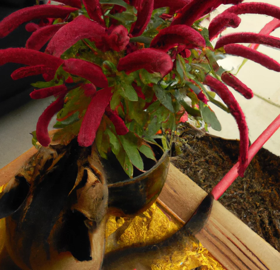 Cat sniffs Chenille plant