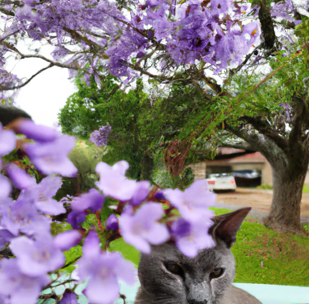 Cat stands near Caroba