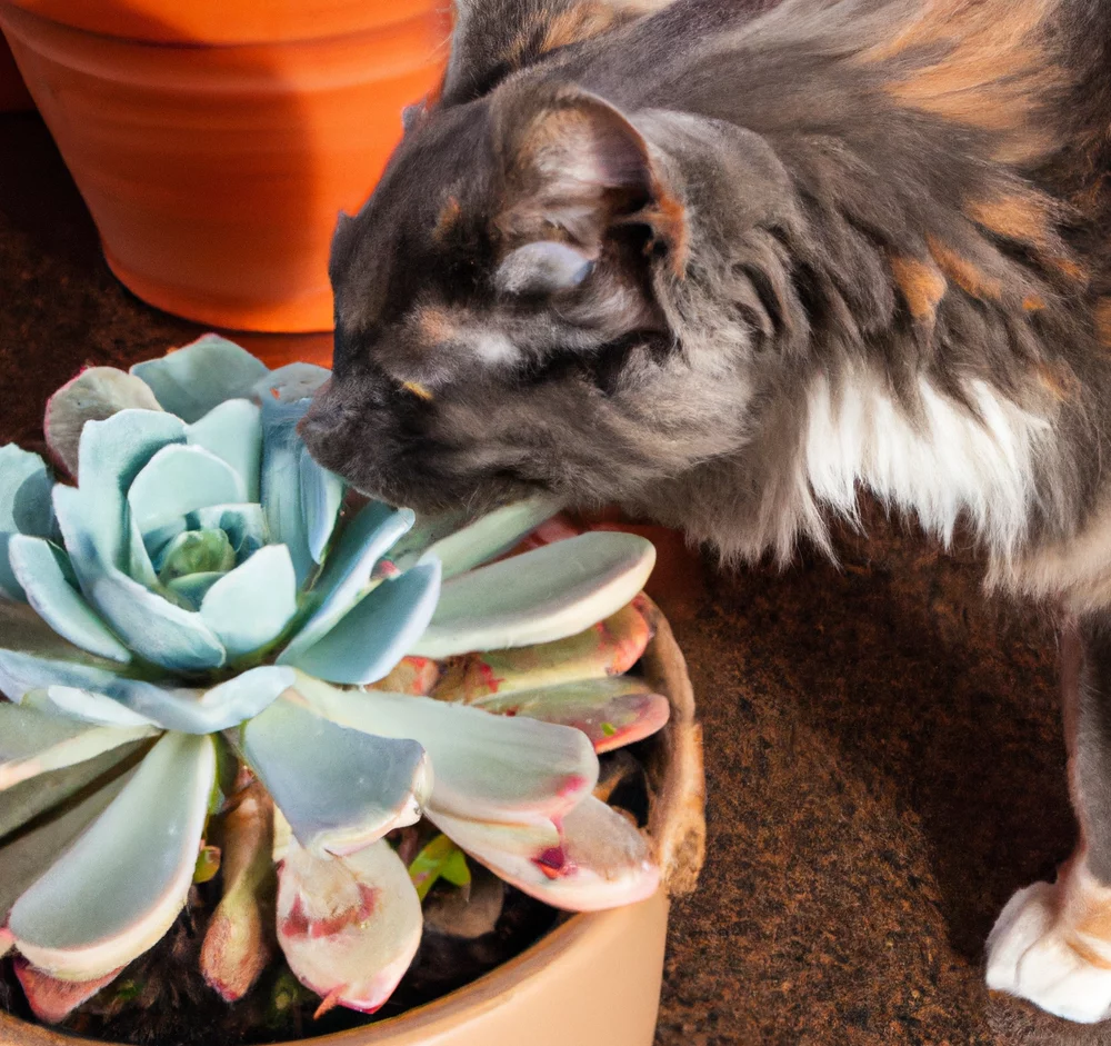 Echeveria elegans and a cat