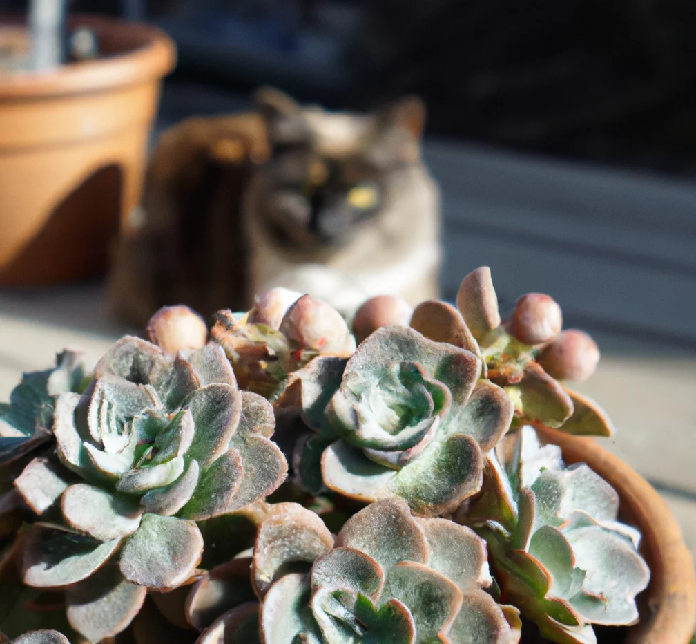 Echeveria elegans with a cat in the background