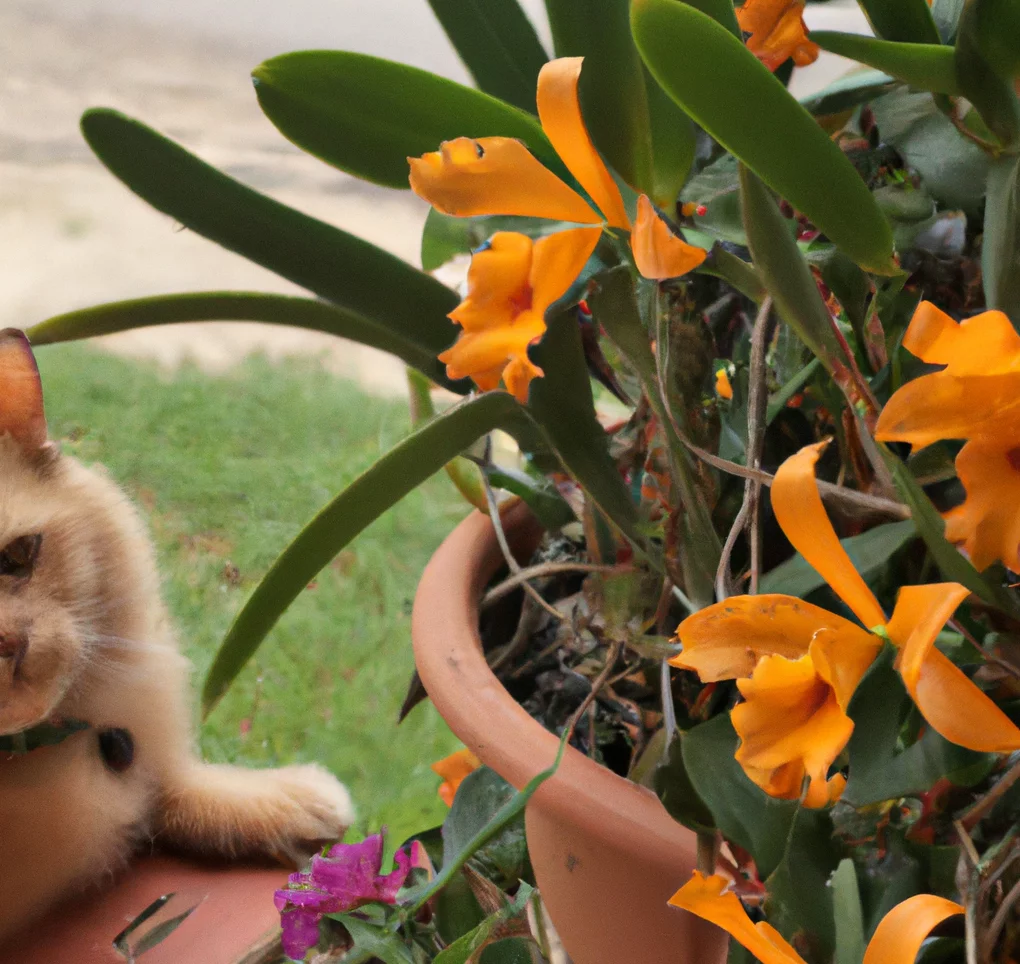 Cocktail Orchid and a cat nearby