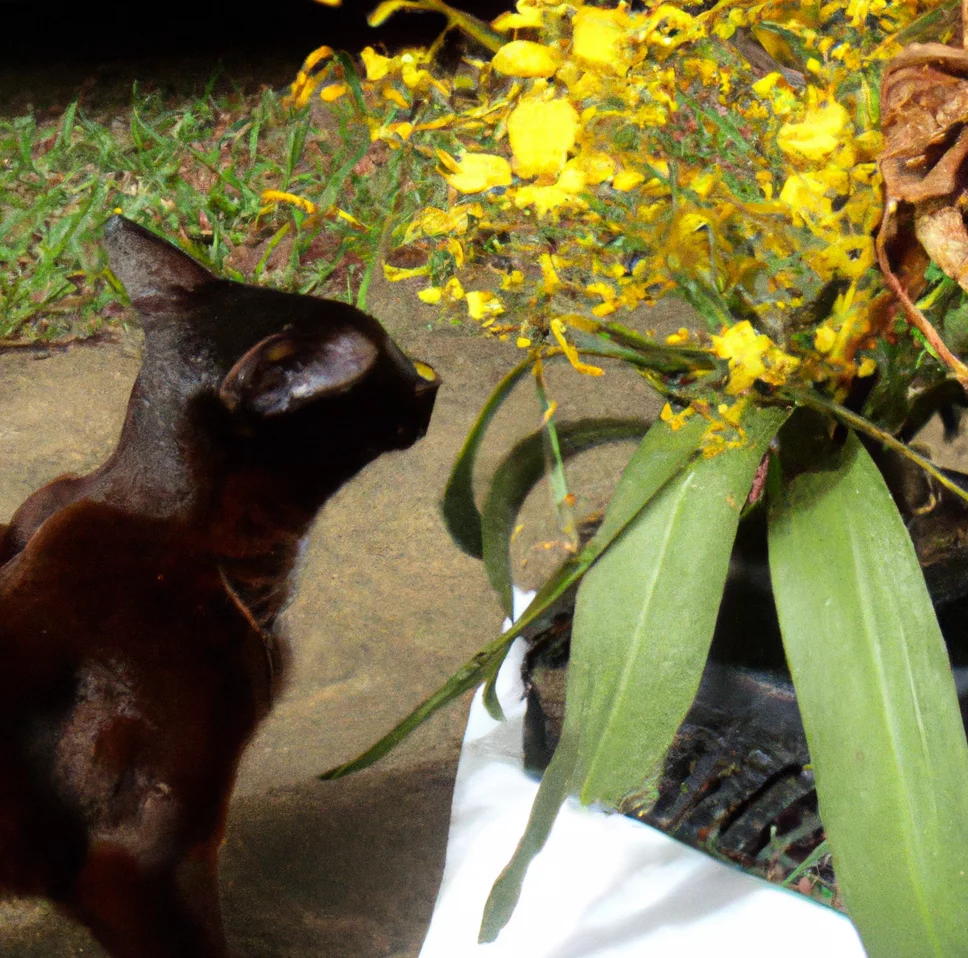 Dancing Doll Orchid and a cat nearby