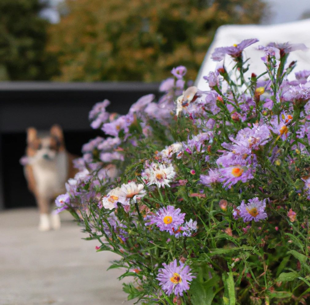 Easter Daisy with a cat in the background