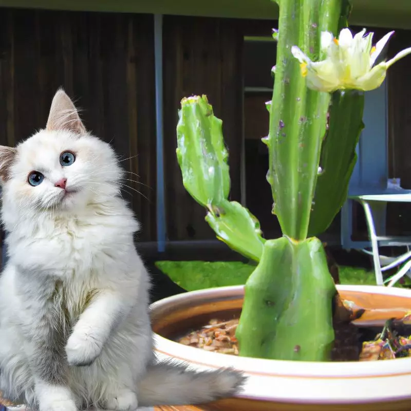 Easter Lily Cactus and a cat nearby