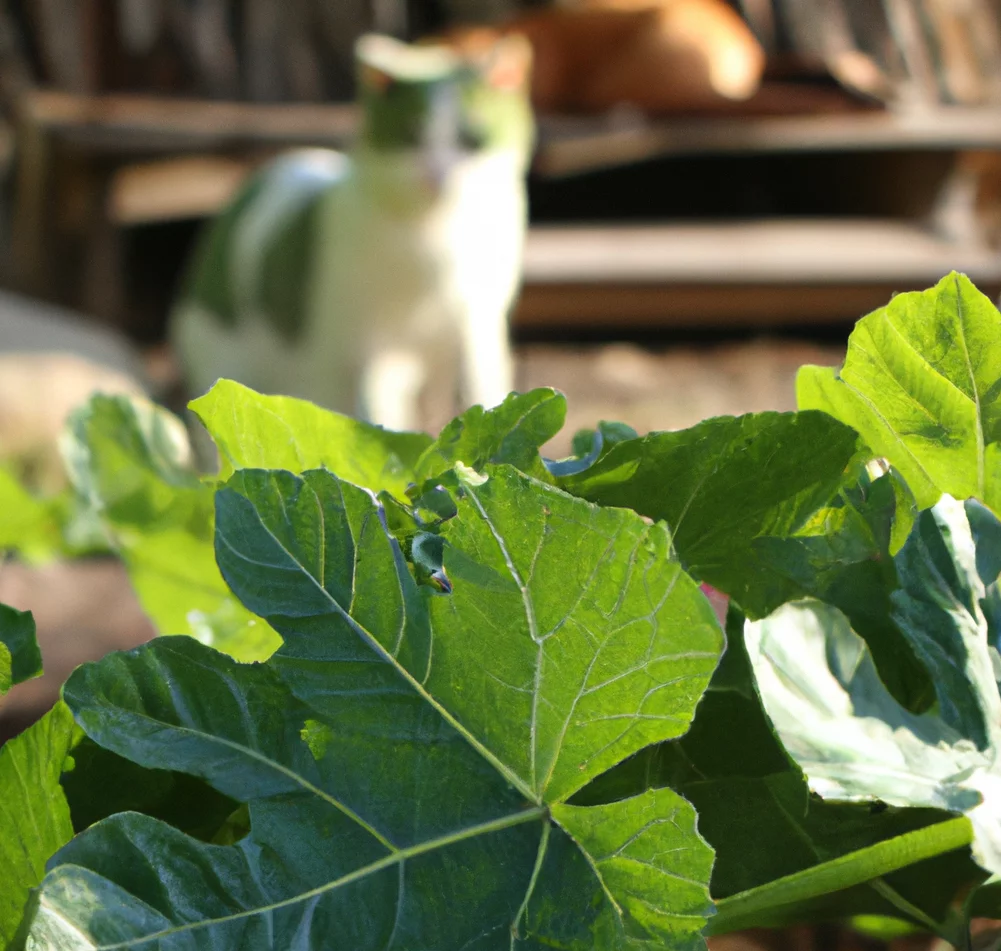 Fig Leaf Gourd with a cat in the background