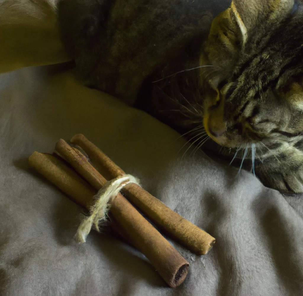 cat laying near cinnamon