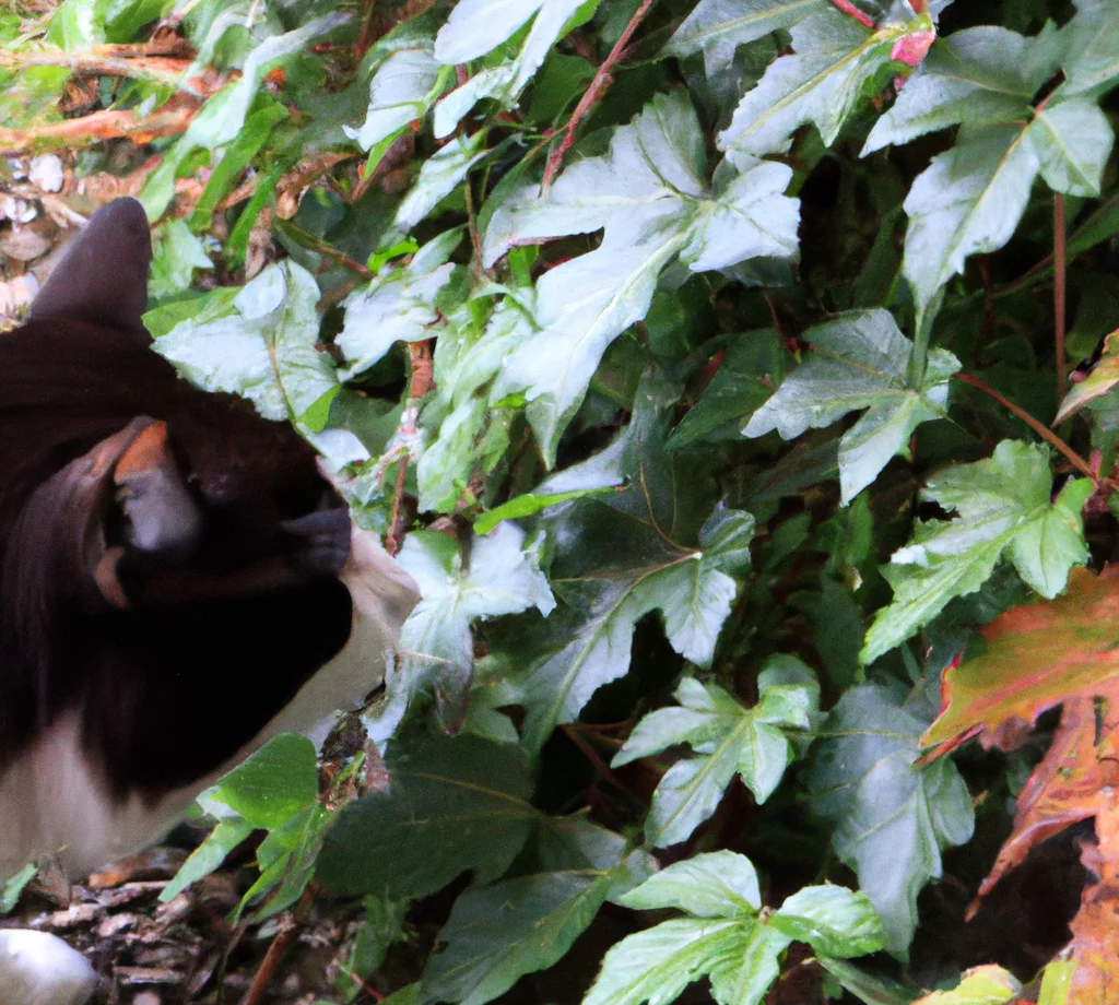 Grape Ivy with a cat trying to sniff if